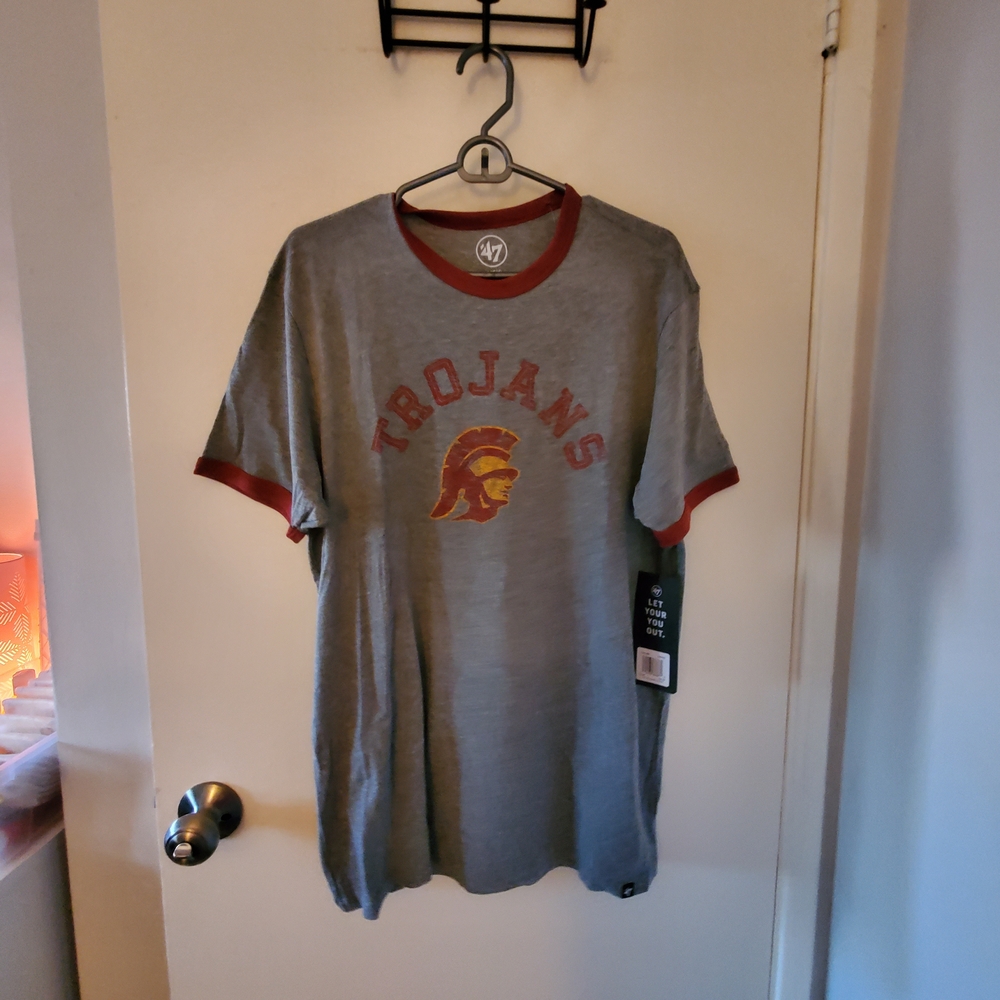 47 Gray and Red Trojans Short Sleeve Tee